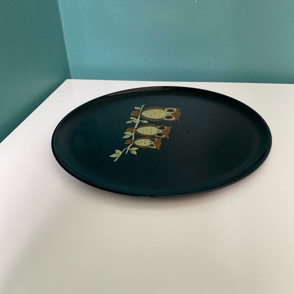 STUNNING Vintage MCM Owl Family of 3 on Branch Gold Display Plate Made in Japan - Picture 10 of 10